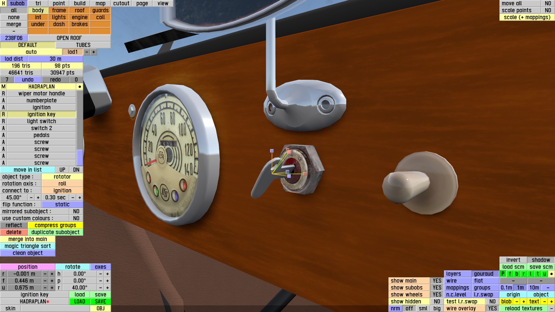 LFS Editor - moving subobject - ignition key LFS Editor - moving subobject - ignition key